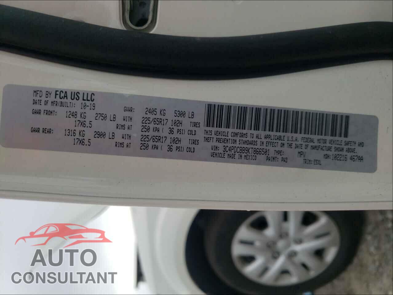 DODGE JOURNEY 2019 - 3C4PDCBB9KT866501