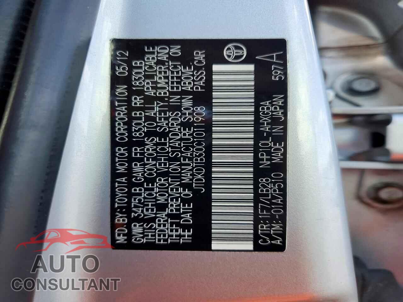TOYOTA PRIUS 2012 - JTDKDTB30C1011908