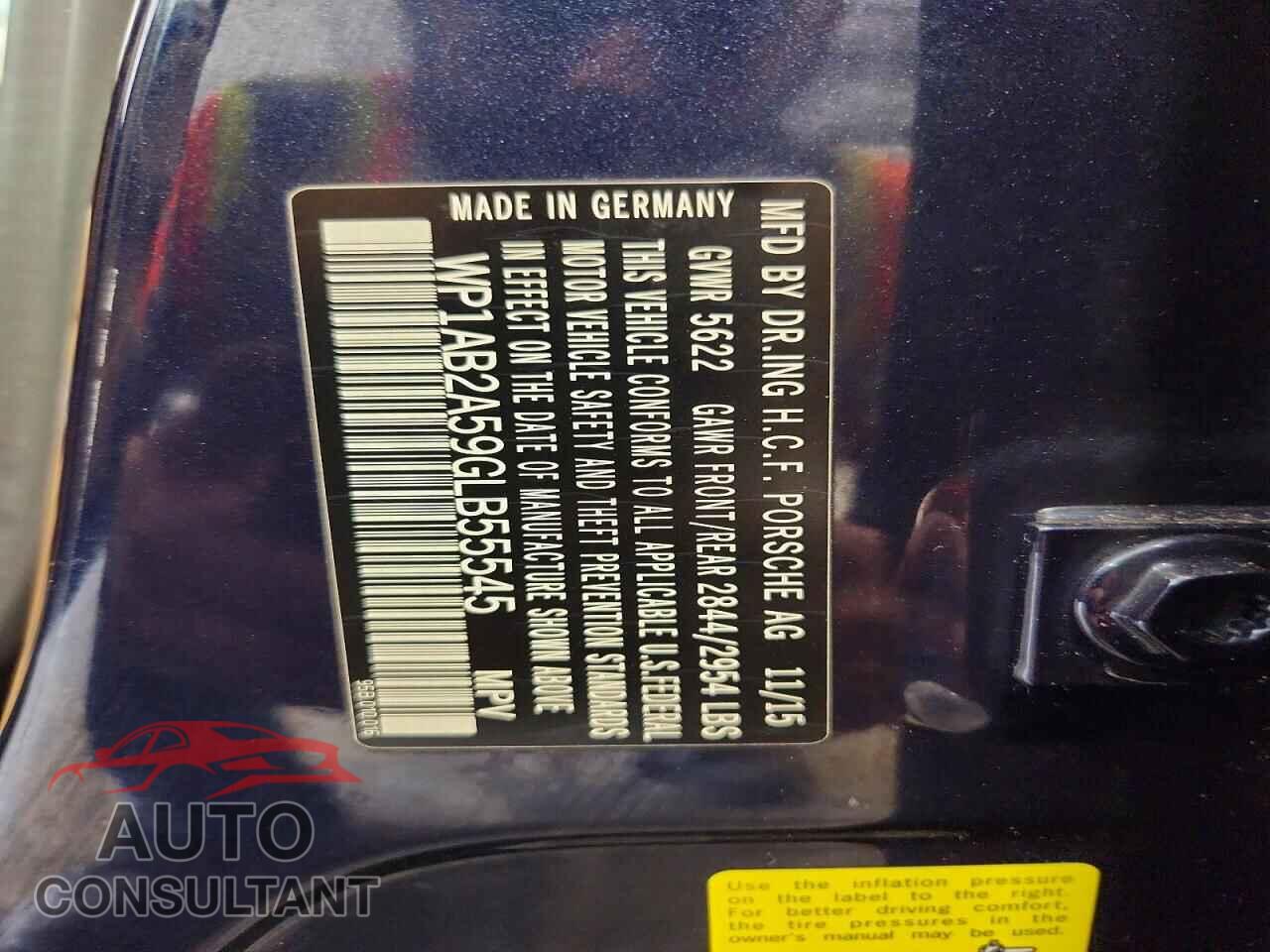 PORSCHE MACAN 2016 - WP1AB2A59GLB55545