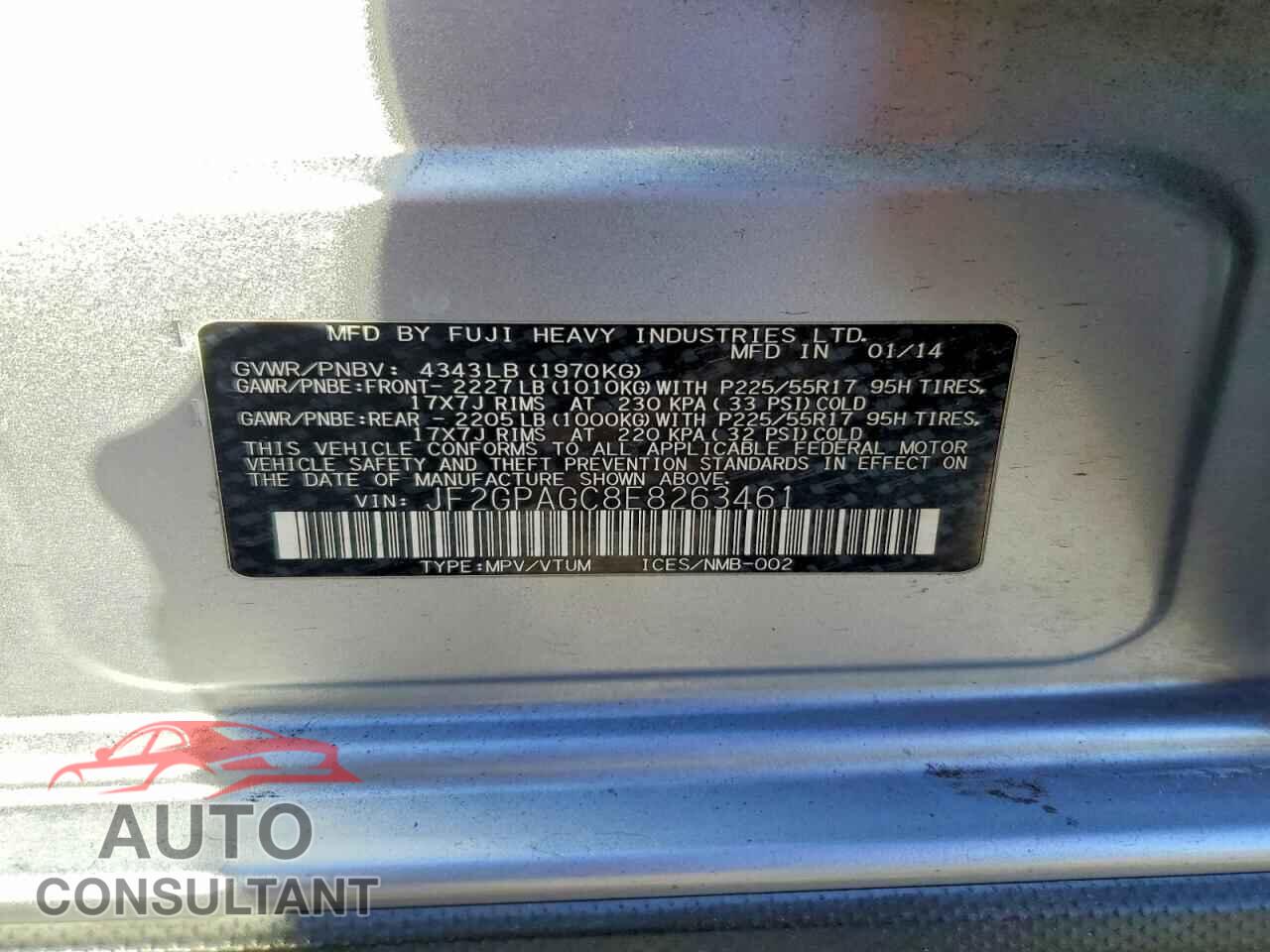 SUBARU XV 2014 - JF2GPAGC8E8263461