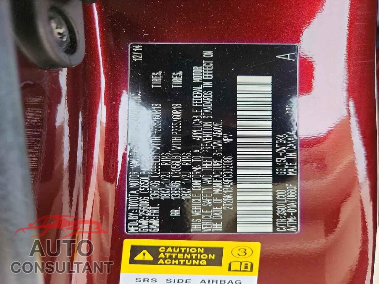 LEXUS RX350 2015 - 2T2BK1BA9FC302086