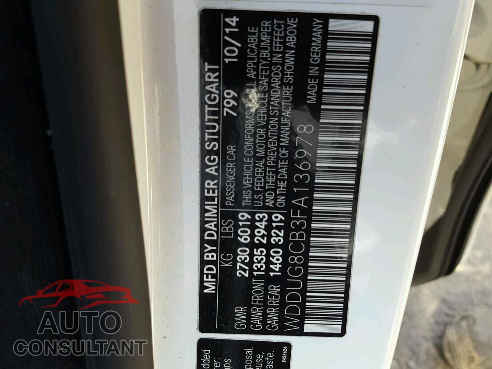 MERCEDES-BENZ S CLASS 2015 - WDDUG8CB3FA136978