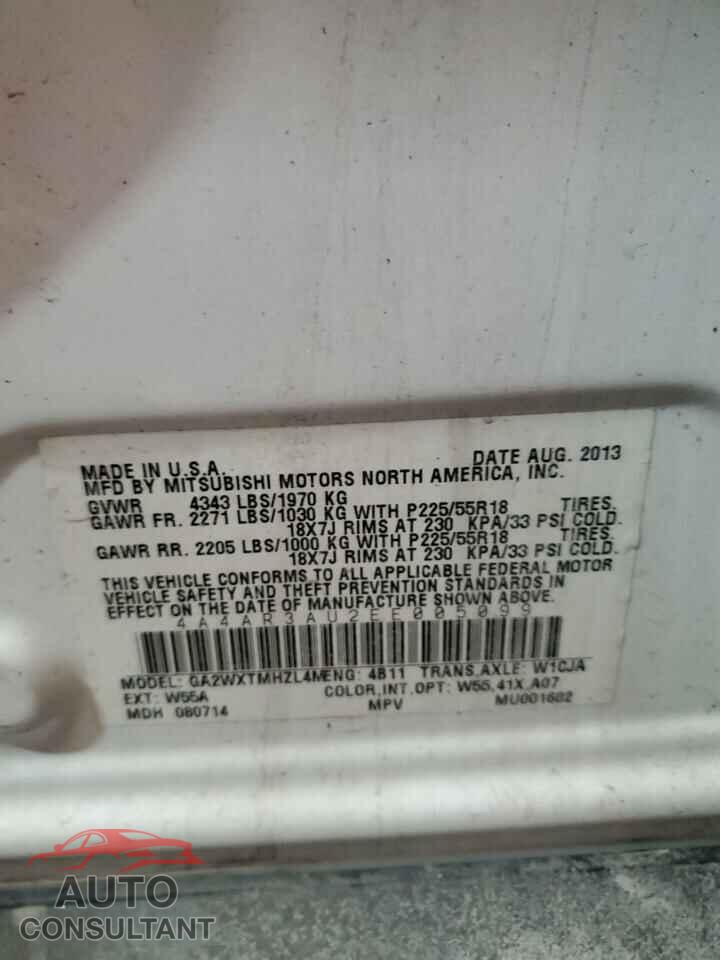 MITSUBISHI OUTLANDER 2014 - 4A4AR3AU2EE005099