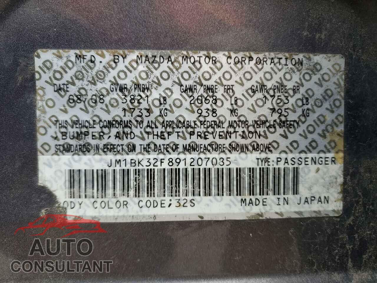 MAZDA 3 2009 - JM1BK32F891207085