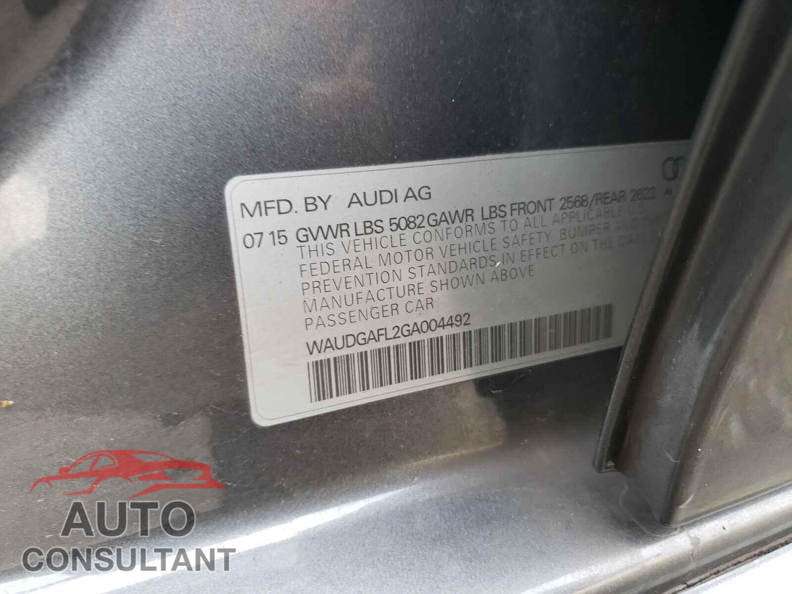AUDI S4/RS4 2016 - WAUDGAFL2GA004492