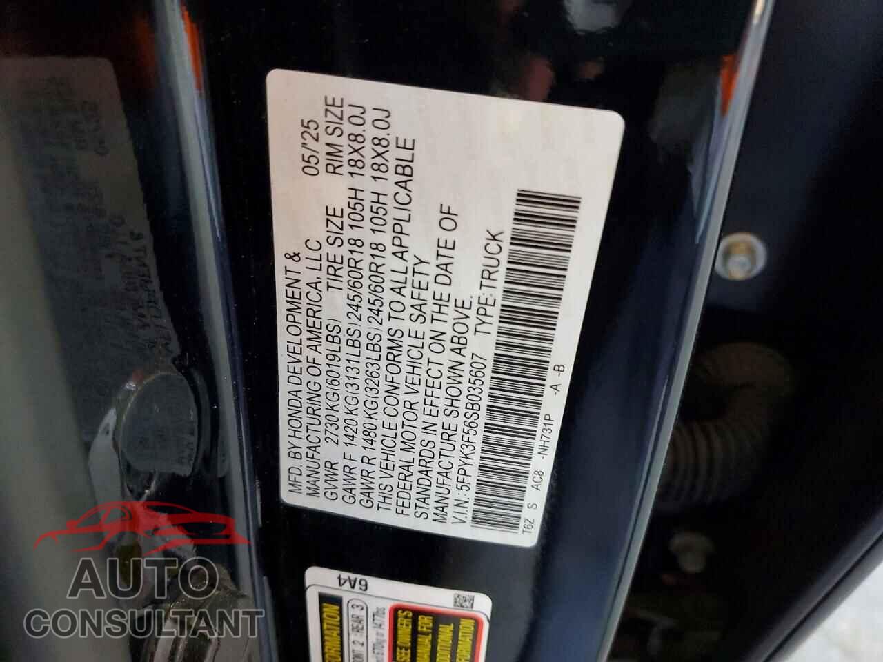 HONDA RIDGELINE 2025 - 5FPYK3F56SB035607