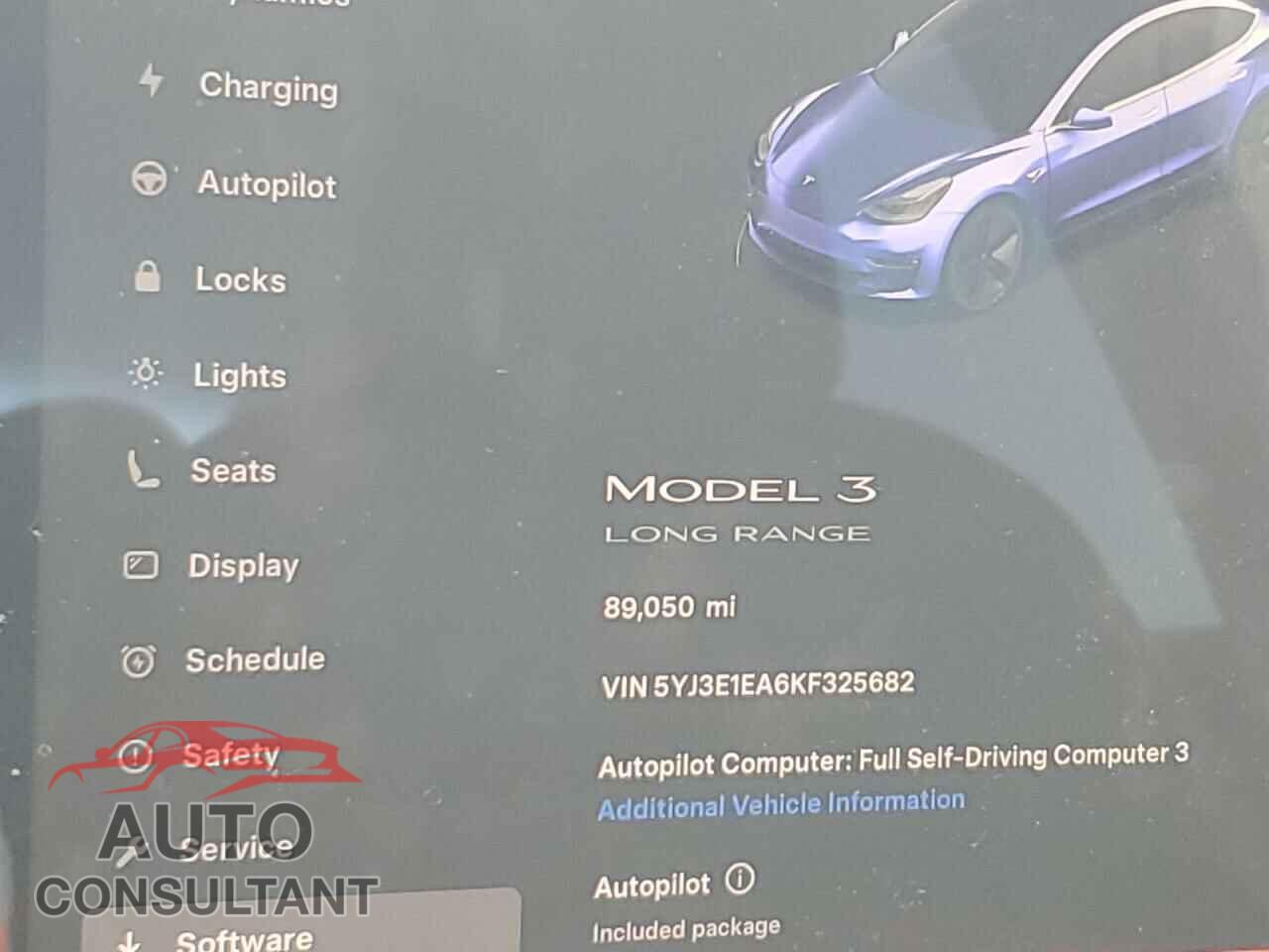 TESLA MODEL 3 2019 - 5YJ3E1EA6KF325682
