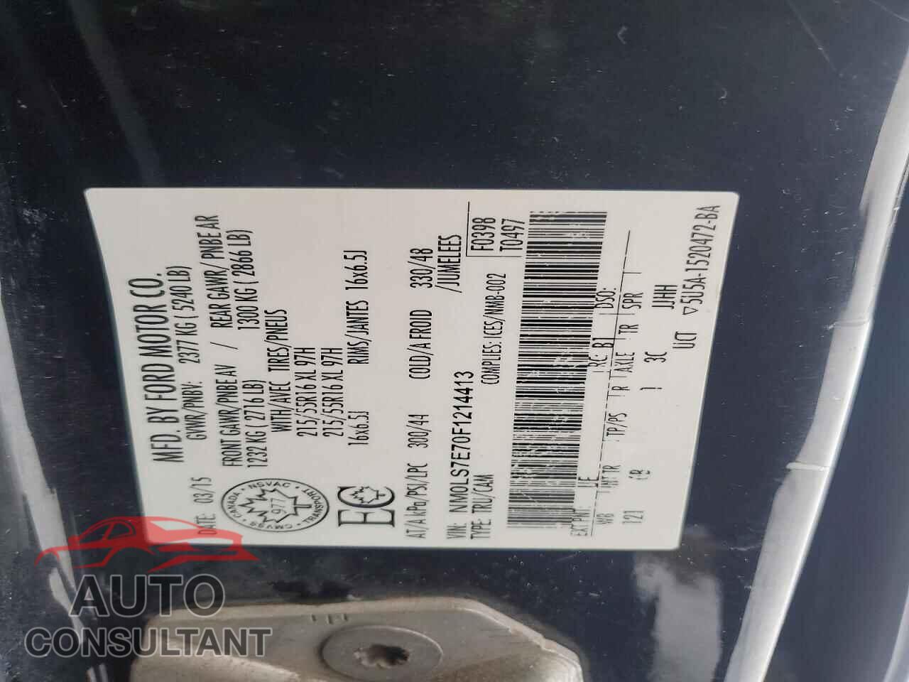 FORD TRANSIT 2015 - NM0LS7E70F1214413