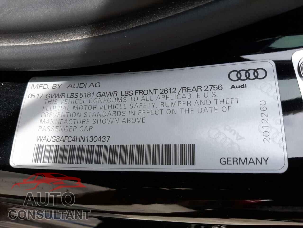 AUDI A6 2017 - WAUG8AFC4HN130437
