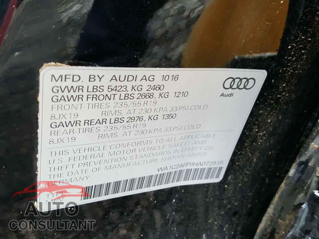 AUDI Q5 2017 - WA1C2AFP9HA072915