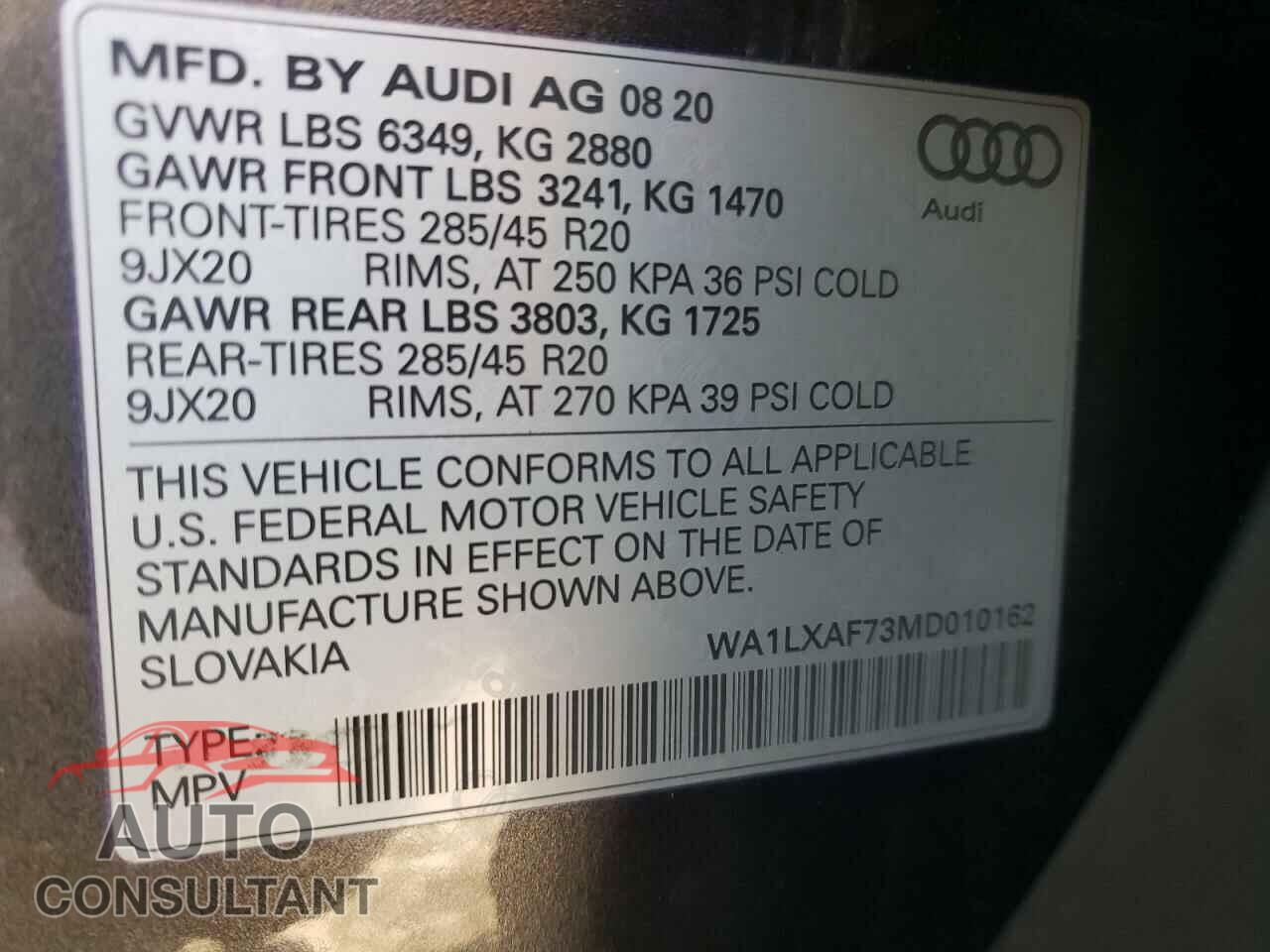 AUDI Q7 2021 - WA1LXAF73MD010162