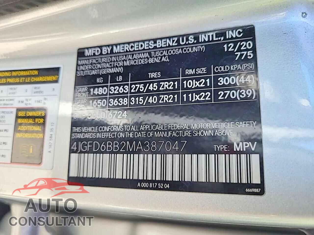 MERCEDES-BENZ GLE-CLASS 2021 - 4JGFD6BB2MA387047