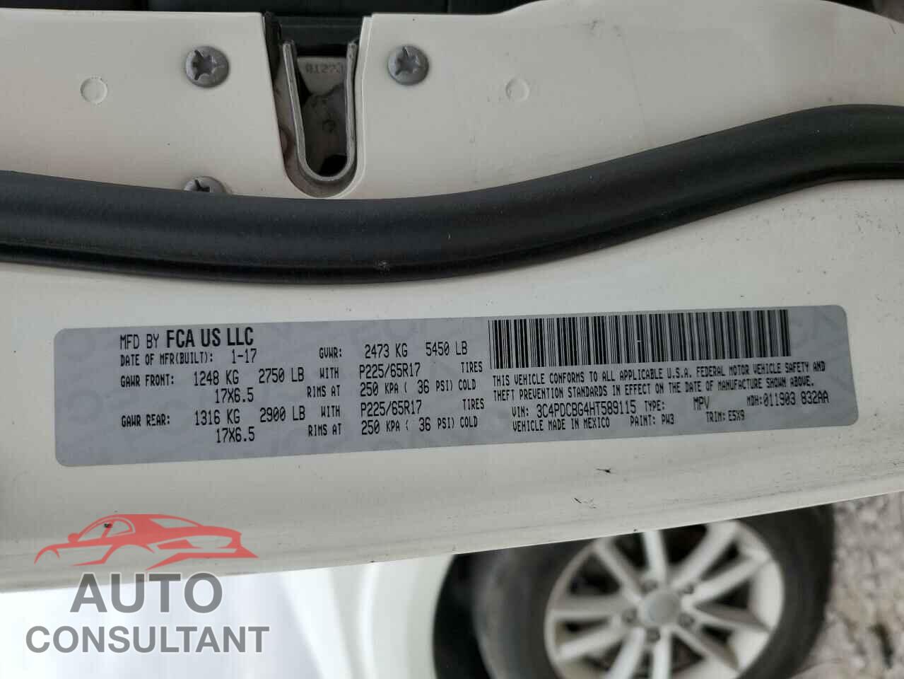 DODGE JOURNEY 2017 - 3C4PDCBG4HT589115