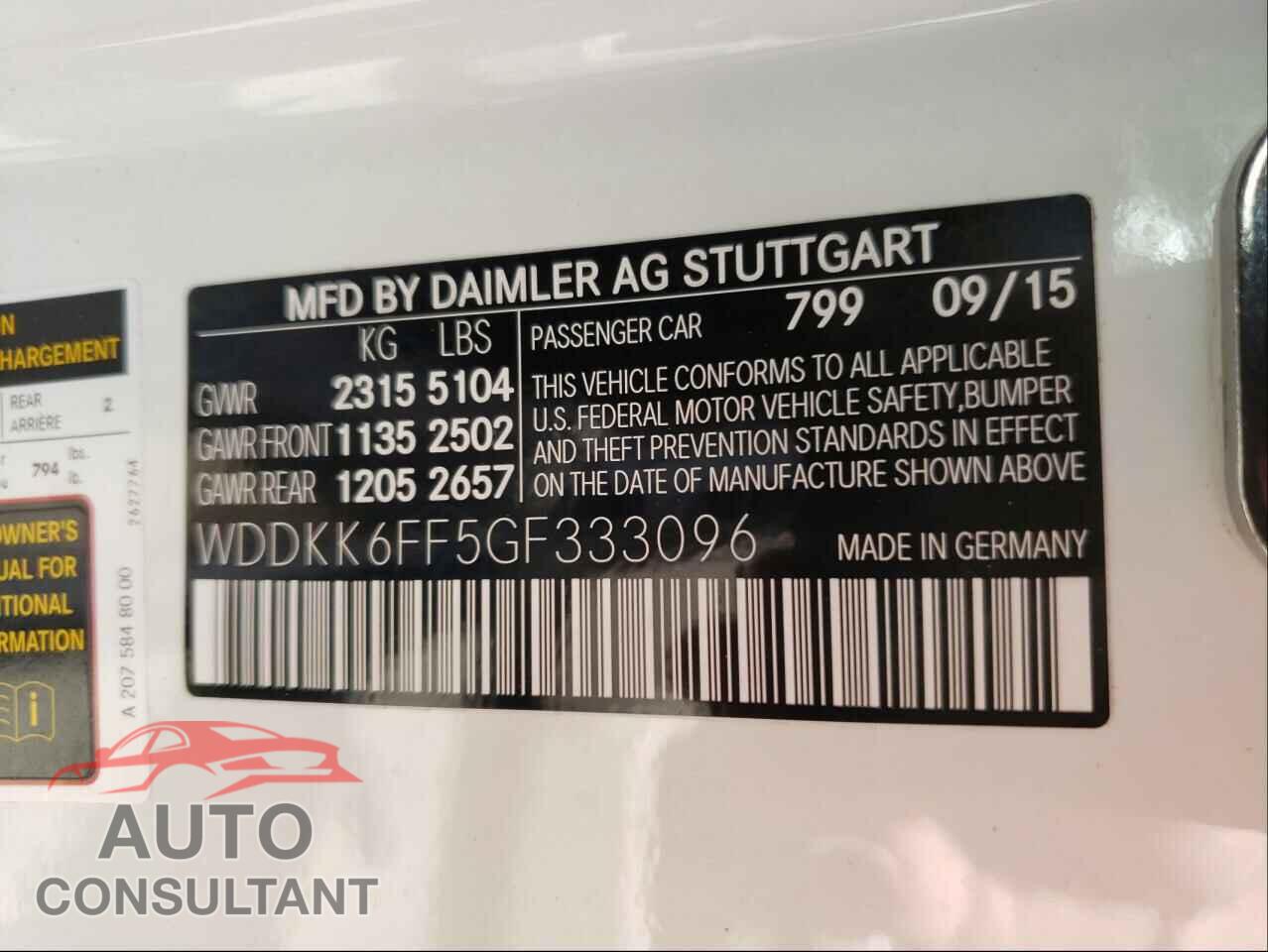 MERCEDES-BENZ E CLASS 2016 - WDDKK6FF5GF333096