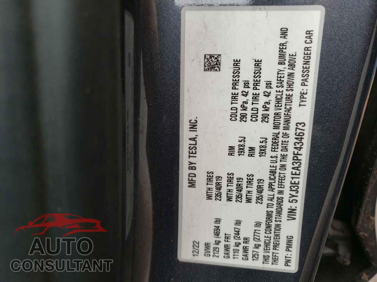 TESLA MODEL 3 2023 - 5YJ3E1EA3PF434673