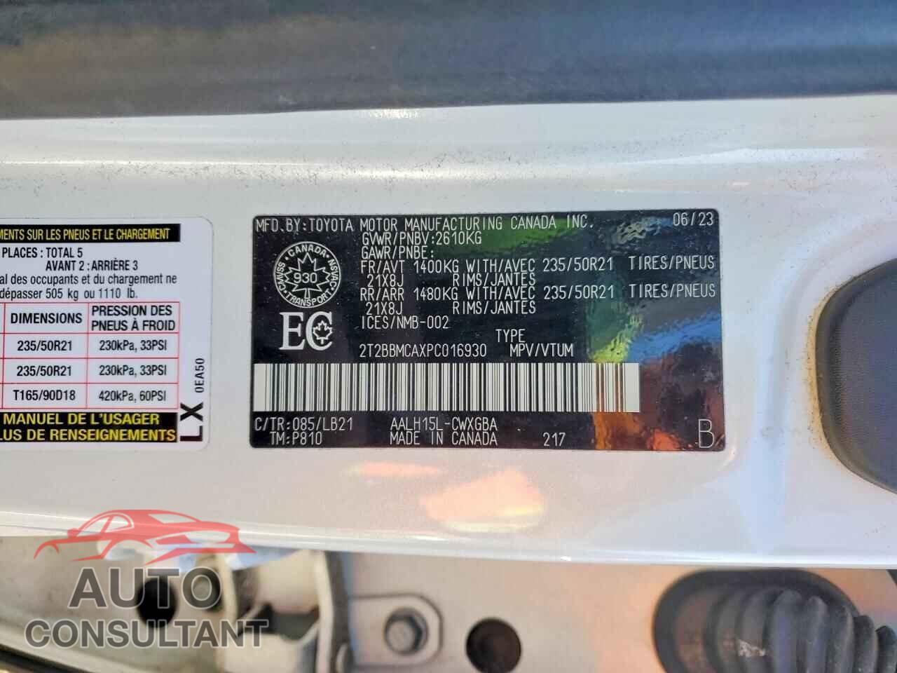 LEXUS UNKNOWN 2023 - 2T2BBMCAXPC016930