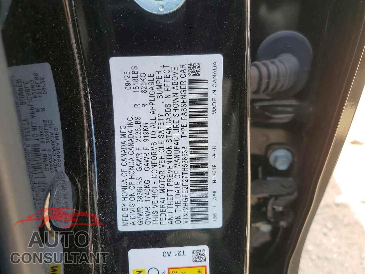 HONDA CIVIC 2026 - 2HGFE2F27TH528538