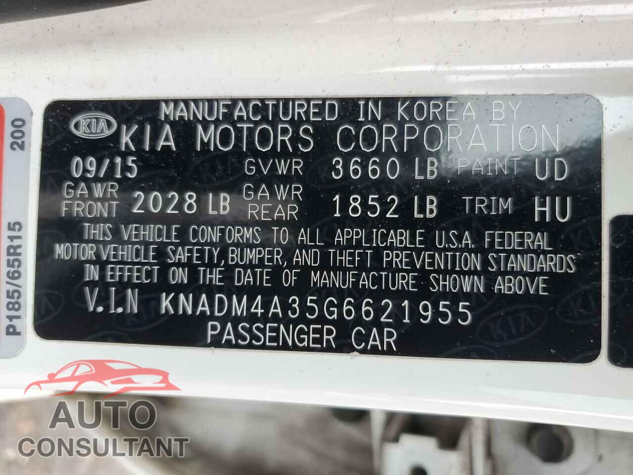 KIA RIO 2016 - KNADM4A35G6621955