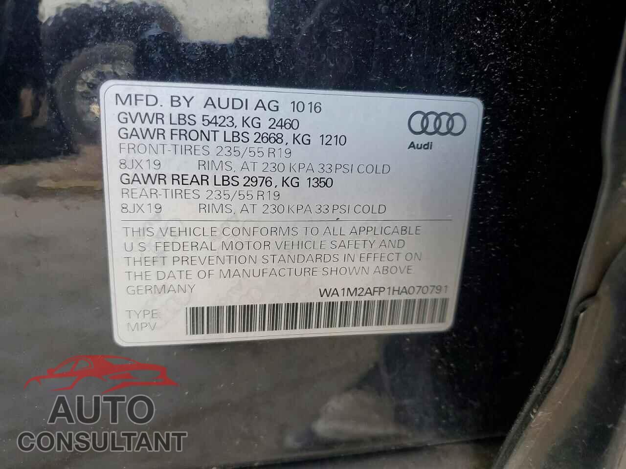 AUDI Q5 2017 - WA1M2AFP1HA070791