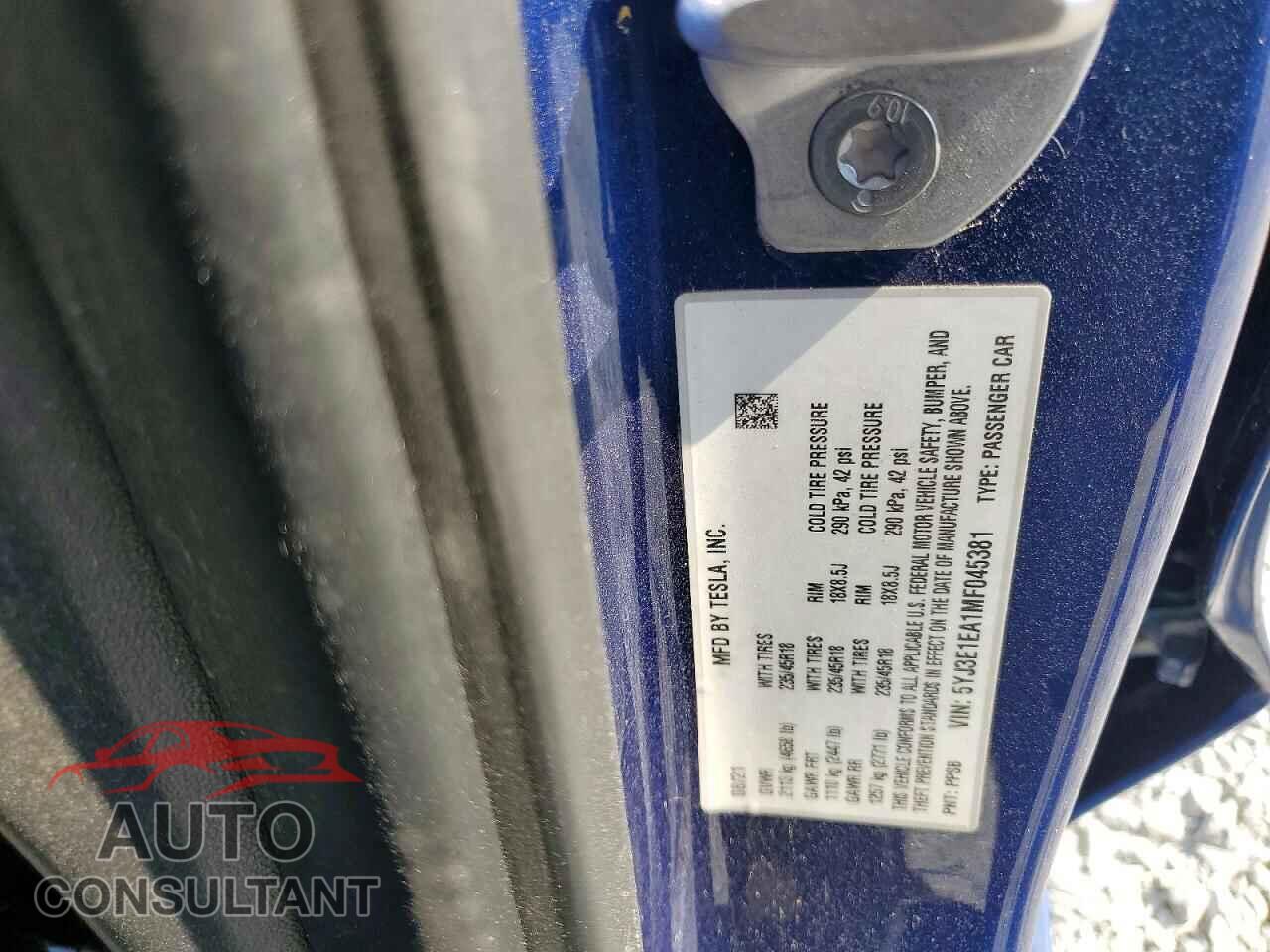 TESLA MODEL 3 2021 - 5YJ3E1EA1MF045381