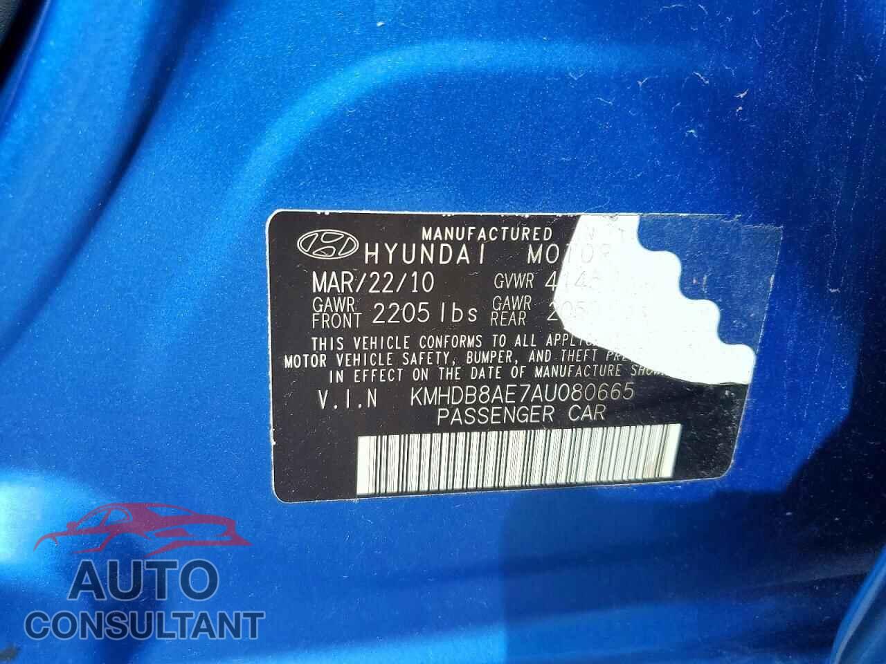 HYUNDAI ELANTRA 2010 - KMHDB8AE7AU080665