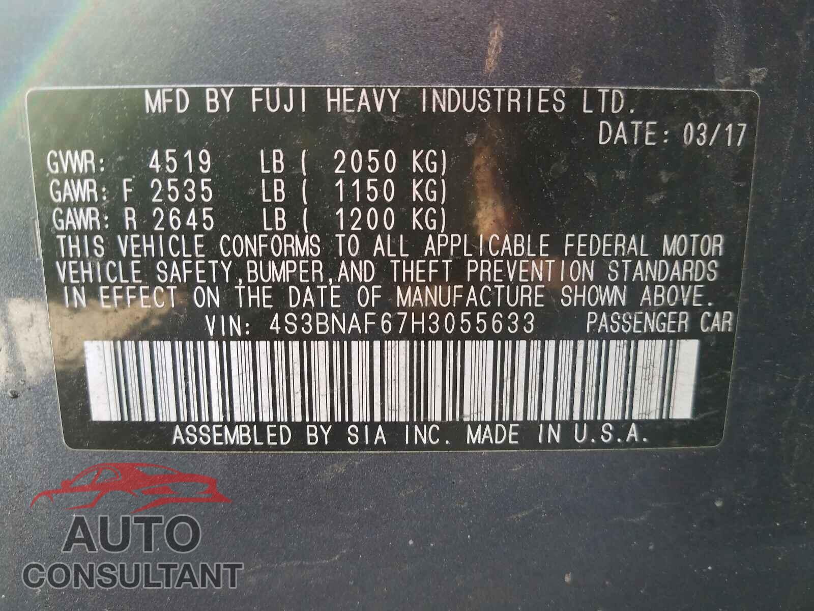 SUBARU LEGACY 2017 - 4S3BNAF67H3055633