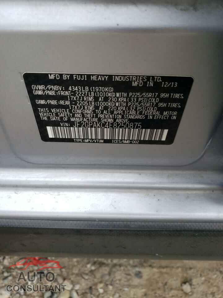 SUBARU XV 2014 - JF2GPAKC4E8250875