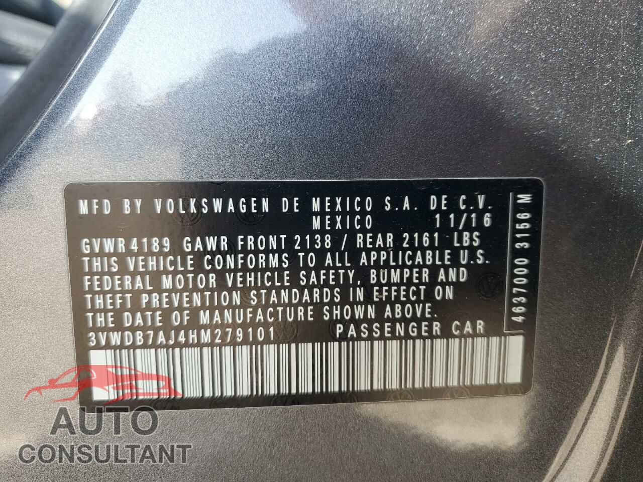 VOLKSWAGEN JETTA 2017 - 3VWDB7AJ4HM279101