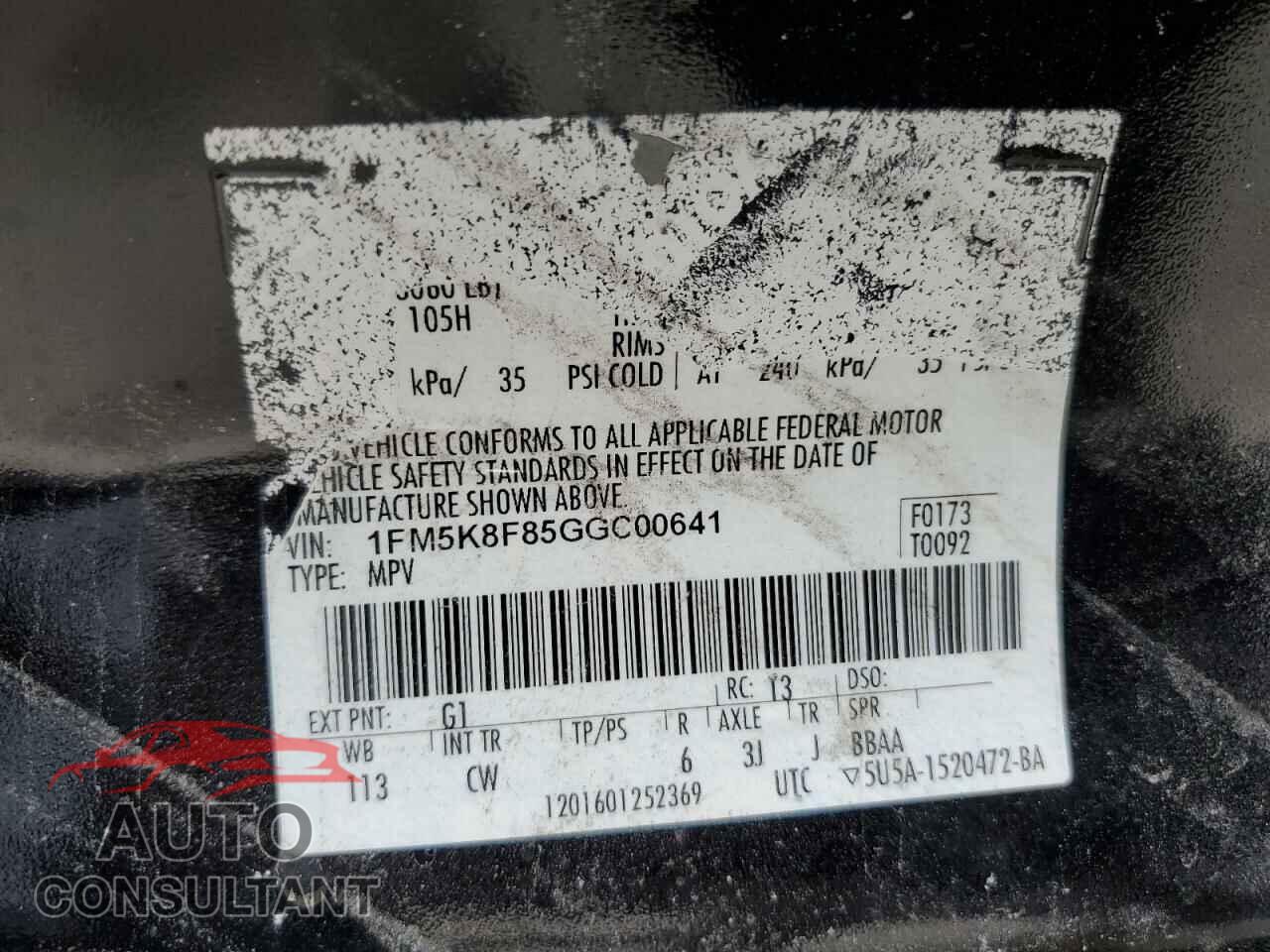 FORD EXPLORER 2016 - 1FM5K8F85GGC00641