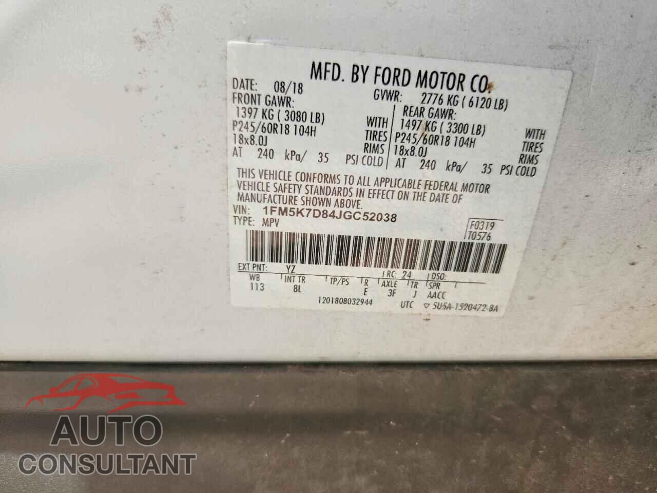 FORD EXPLORER 2018 - 1FM5K7D84JGC52038
