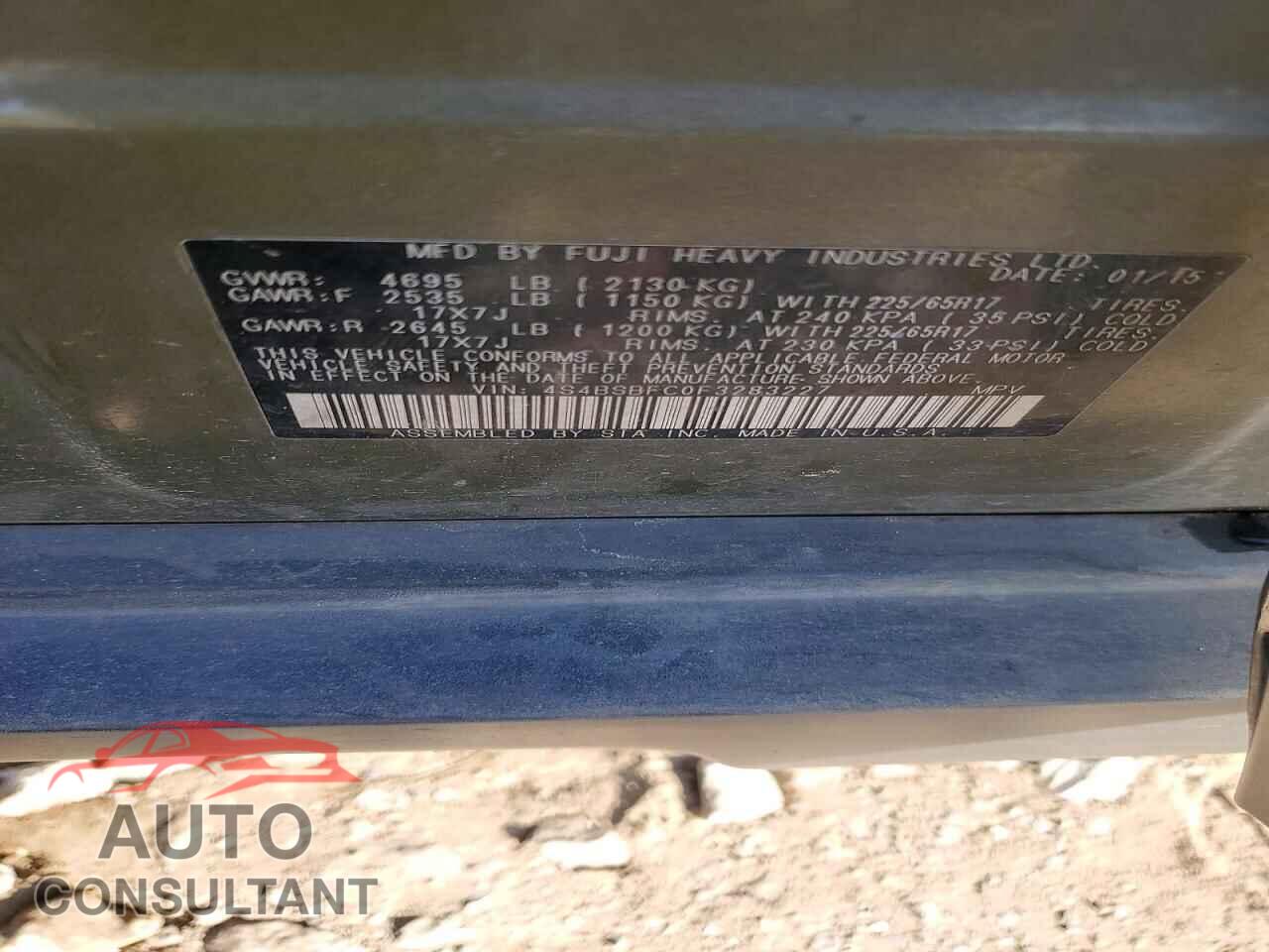 SUBARU OUTBACK 2015 - 4S4BSBFC0F3283227