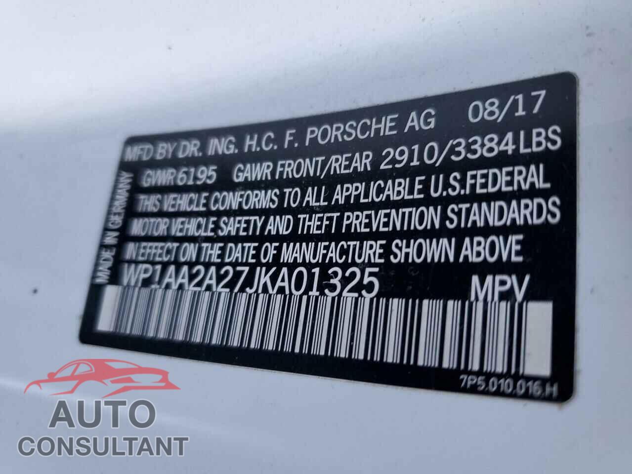 PORSCHE CAYENNE 2018 - WP1AA2A27JKA01325