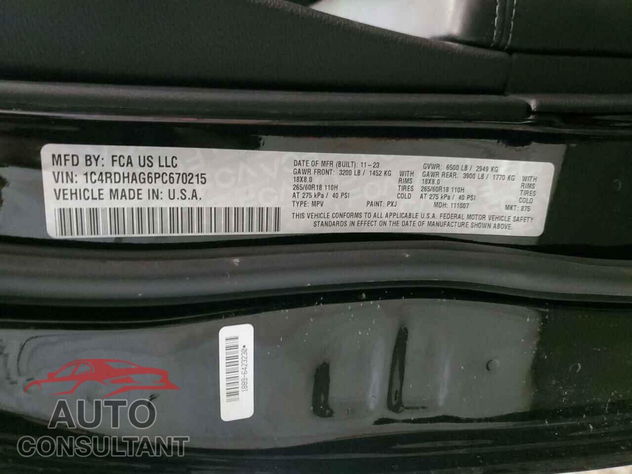 DODGE DURANGO 2023 - 1C4RDHAG6PC670215