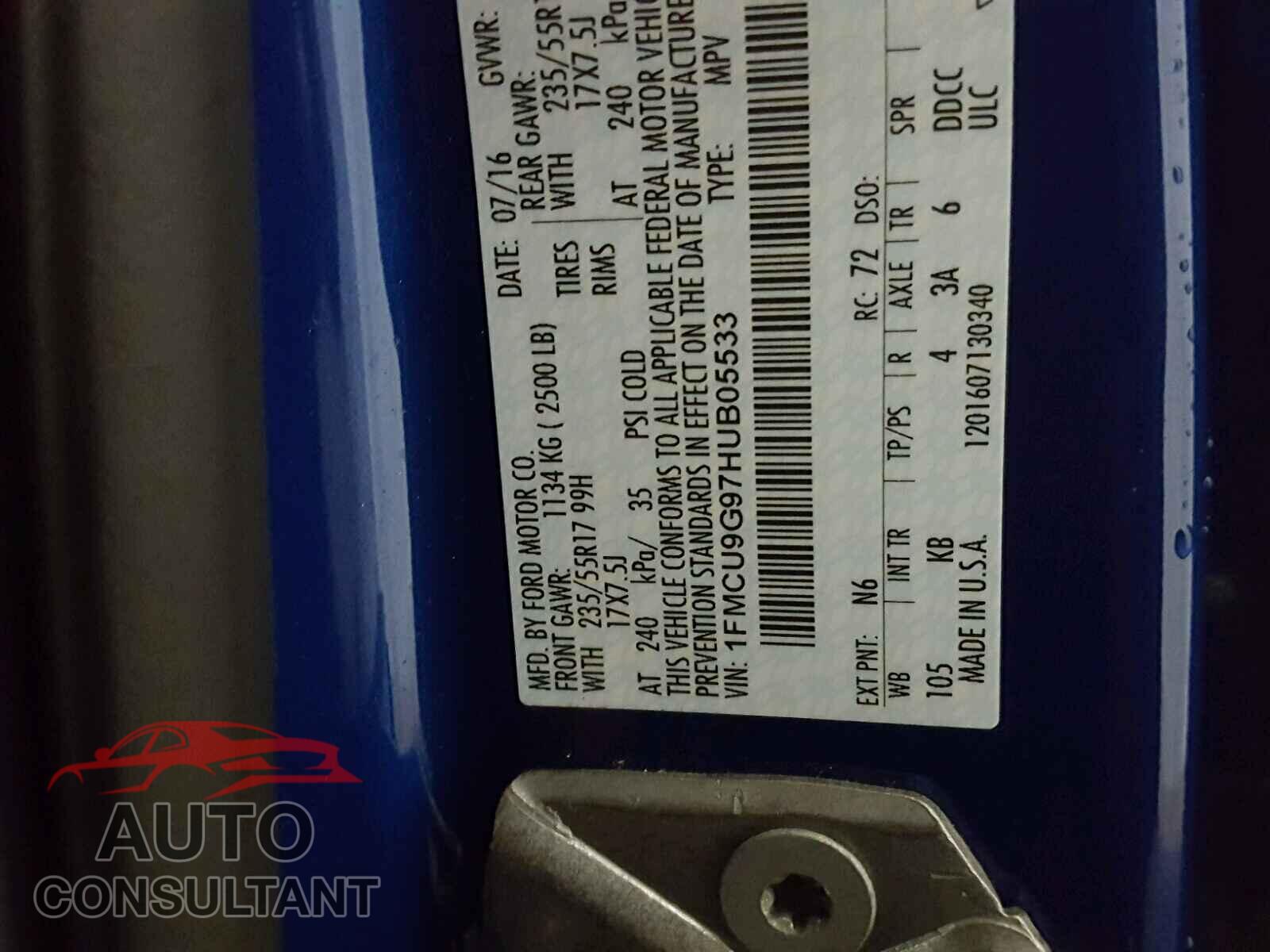 FORD ESCAPE SE 2017 - 1FMCU9G97HUB05533