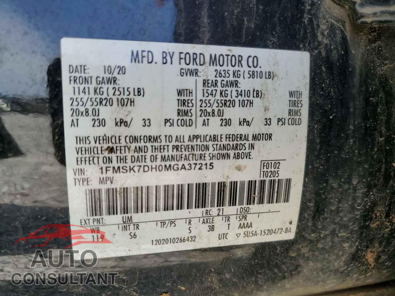 FORD EXPLORER 2021 - 1FMSK7DH0MGA37215