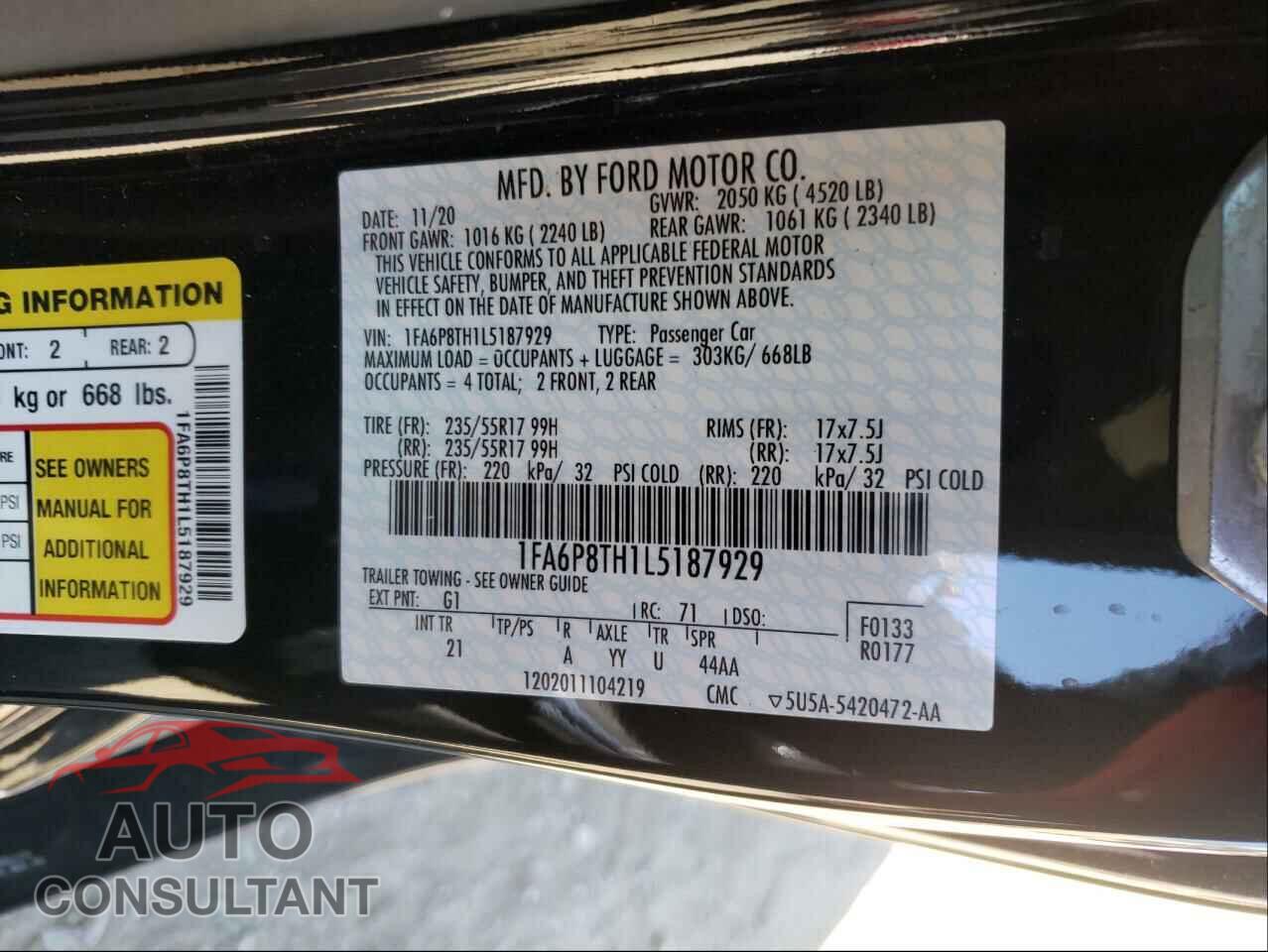 FORD MUSTANG 2020 - 1FA6P8TH1L5187929