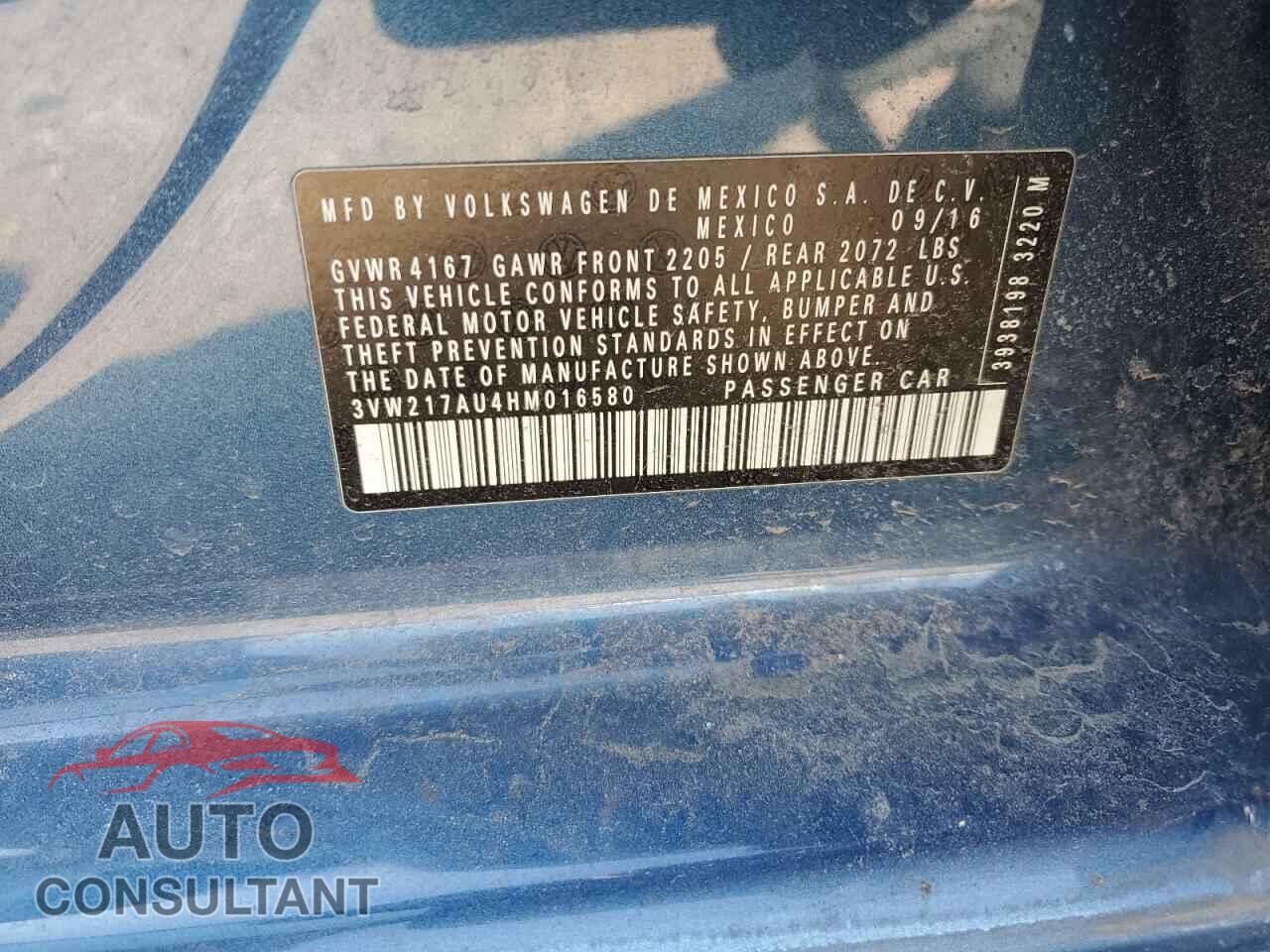 VOLKSWAGEN GOLF 2017 - 3VW217AU4HM016580