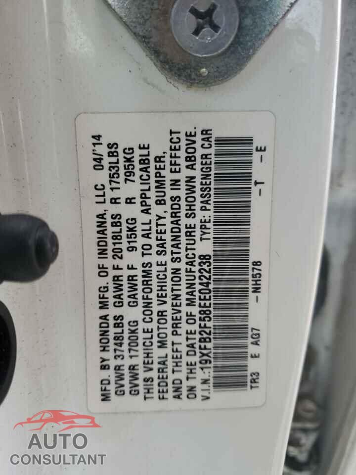 HONDA CIVIC 2014 - 19XFB2F58EE042238