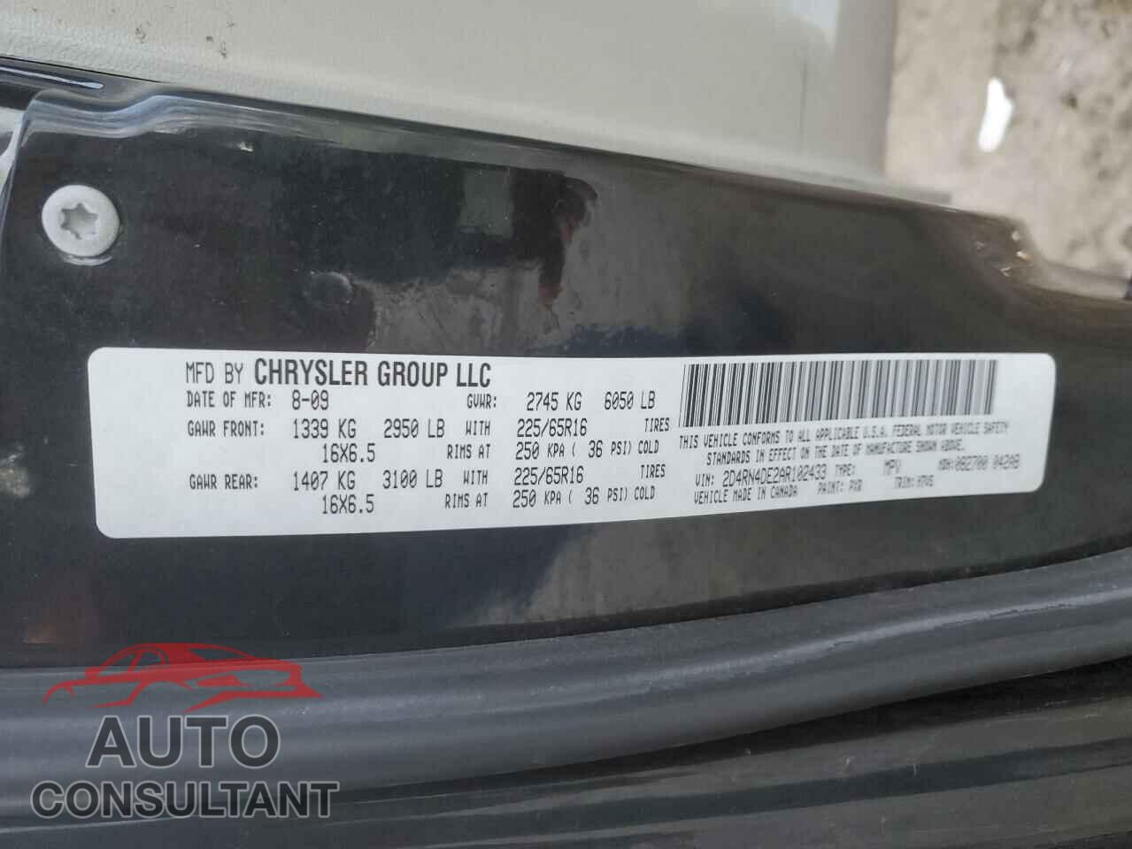 DODGE CARAVAN 2010 - 2D4RN4DE2AR102433