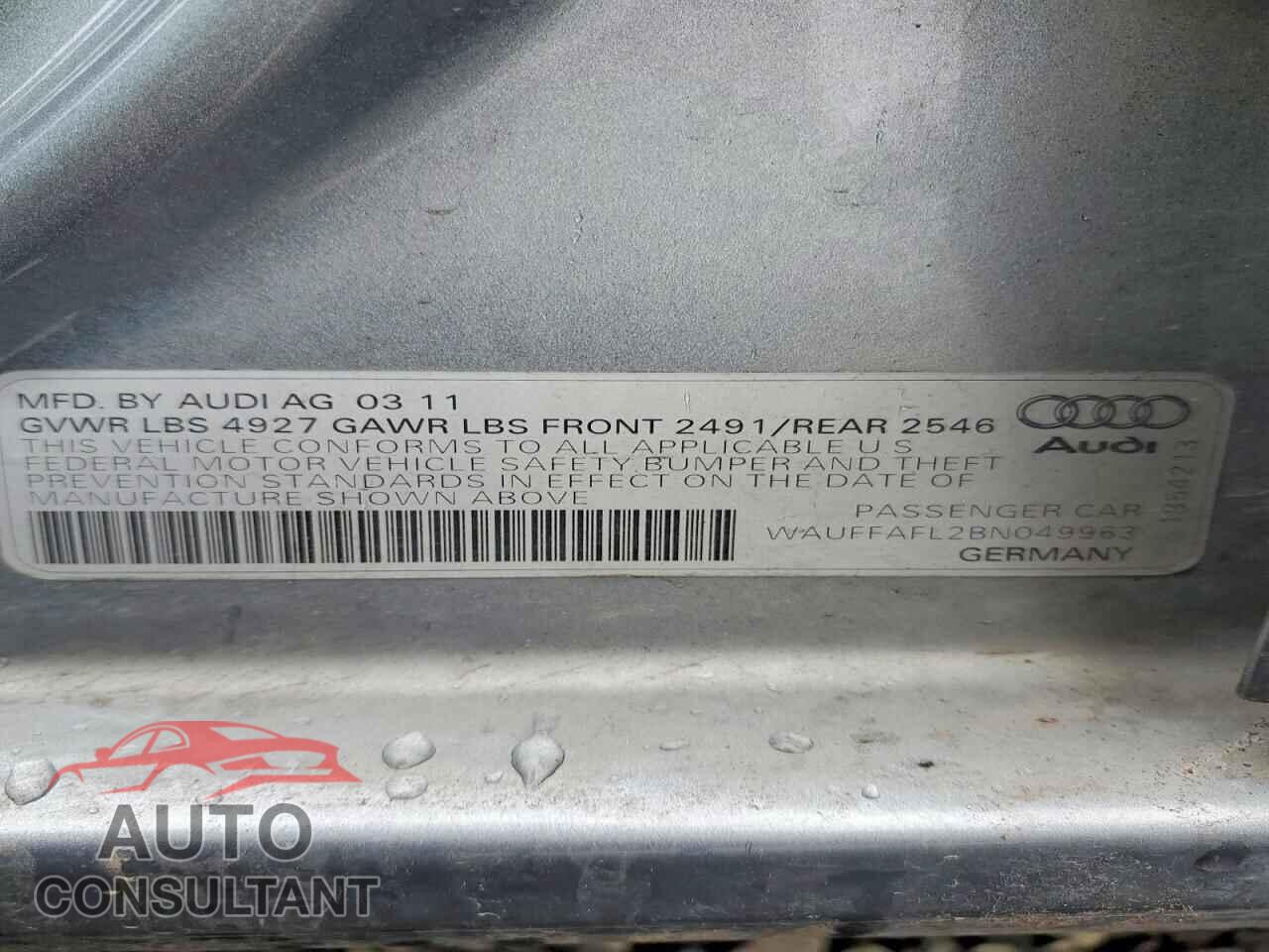 AUDI A4 2011 - WAUFFAFL2BN049963