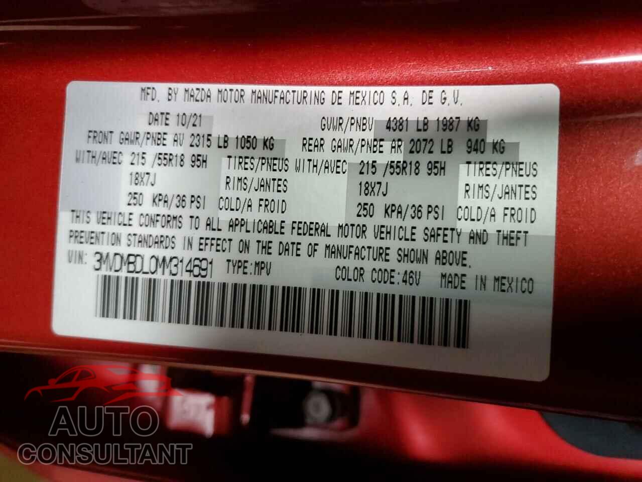 MAZDA CX30 2021 - 3MVDMBDL0MM314691