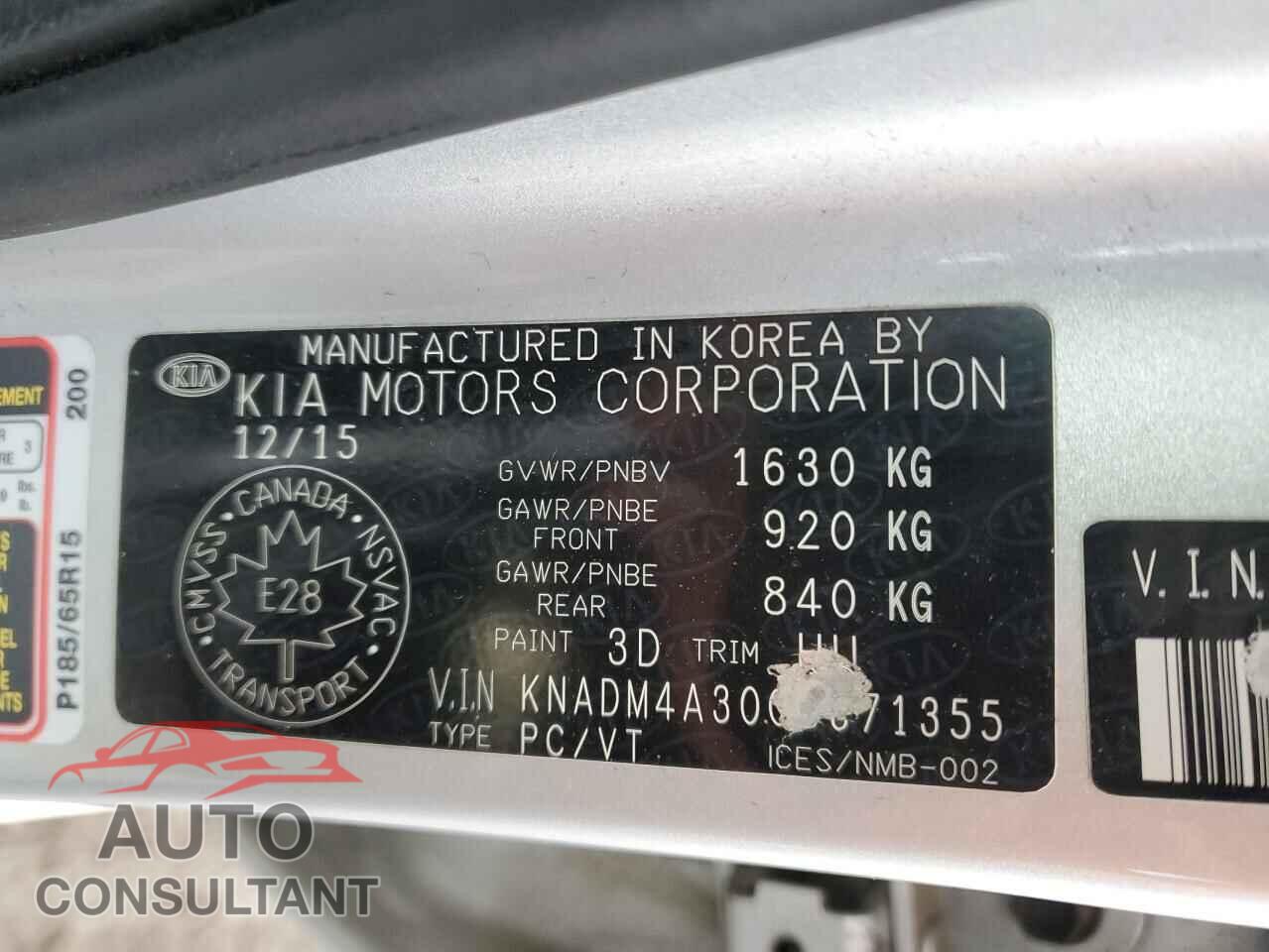 KIA RIO 2016 - KNADM4A30G6671355