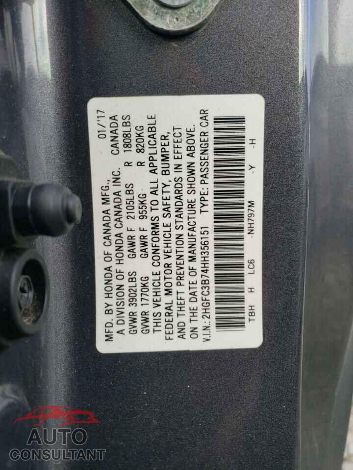 HONDA CIVIC 2017 - 2HGFC3B74HH356151