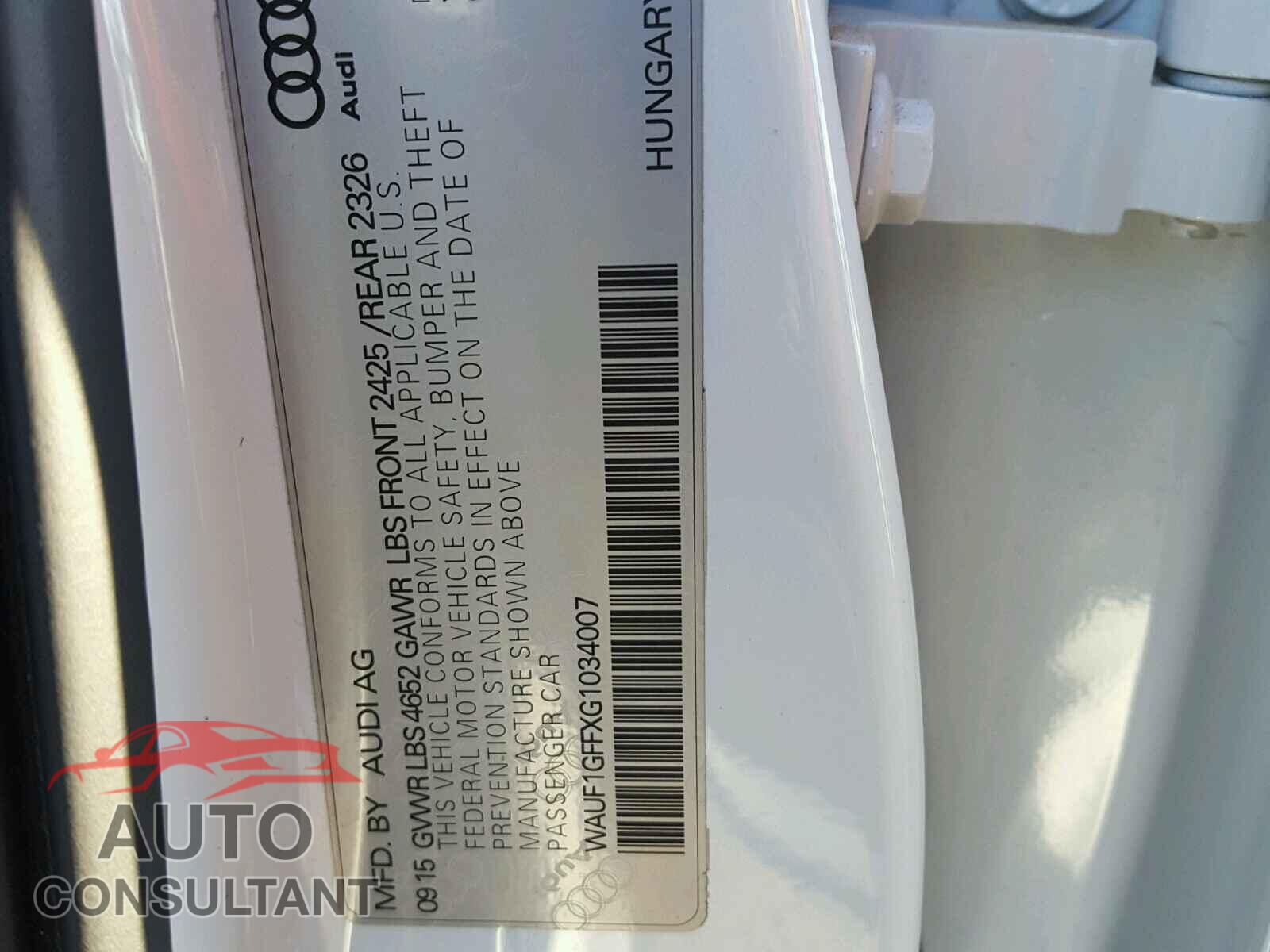 AUDI S3 2016 - WAUF1GFFXG1034007