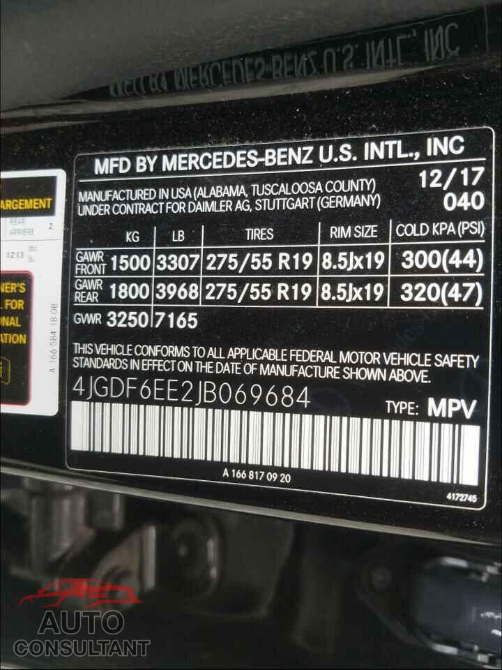MERCEDES-BENZ GLS-CLASS 2018 - 4JGDF6EE2JB069684