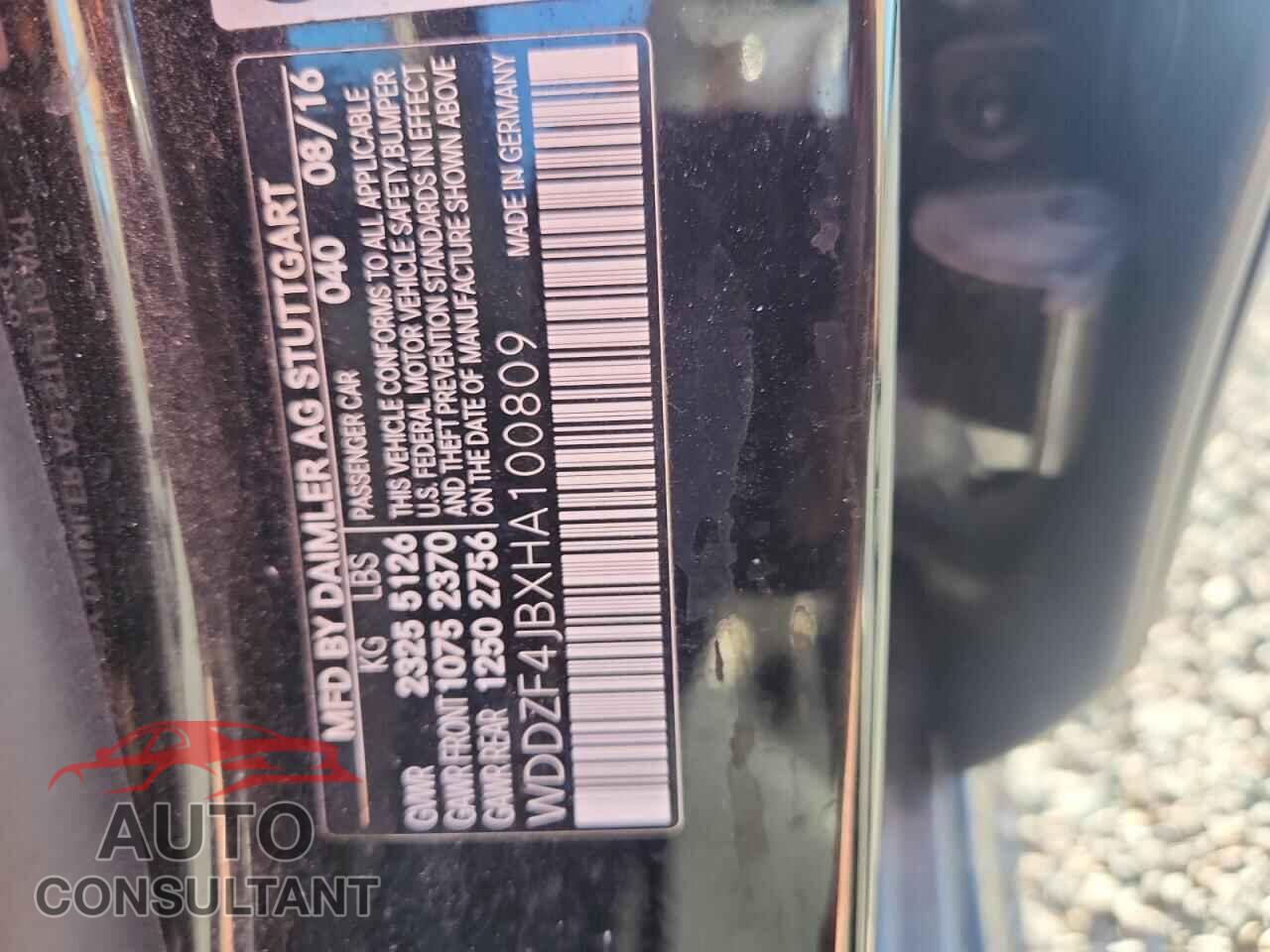 MERCEDES-BENZ E-CLASS 2017 - WDDZF4JBXHA100809