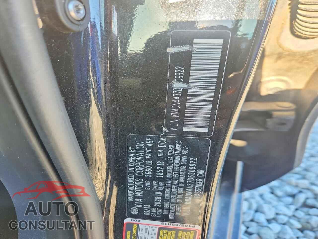 KIA RIO 2013 - KNADN4A37D6309922