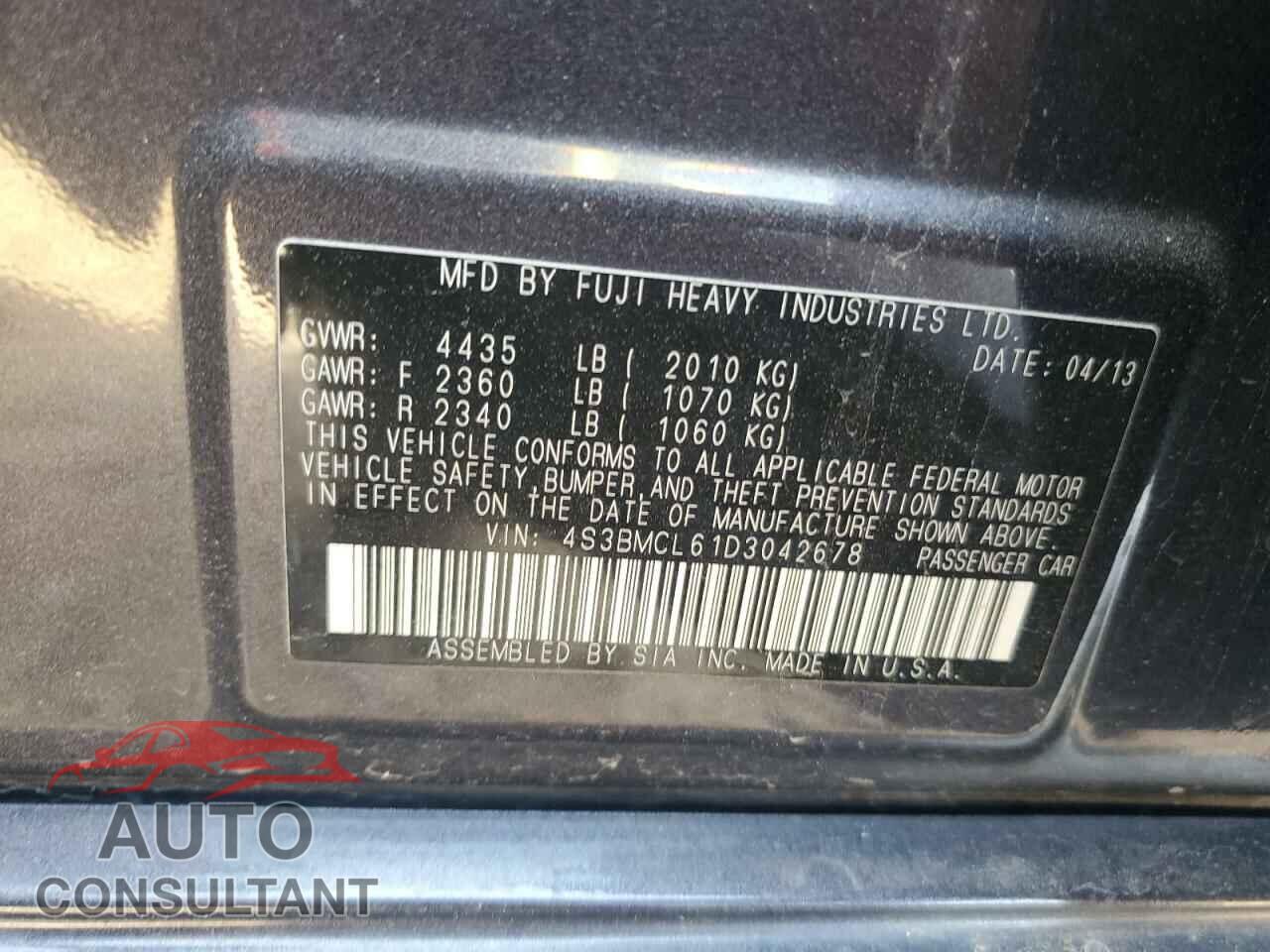 SUBARU LEGACY 2013 - 4S3BMCL61D3042678