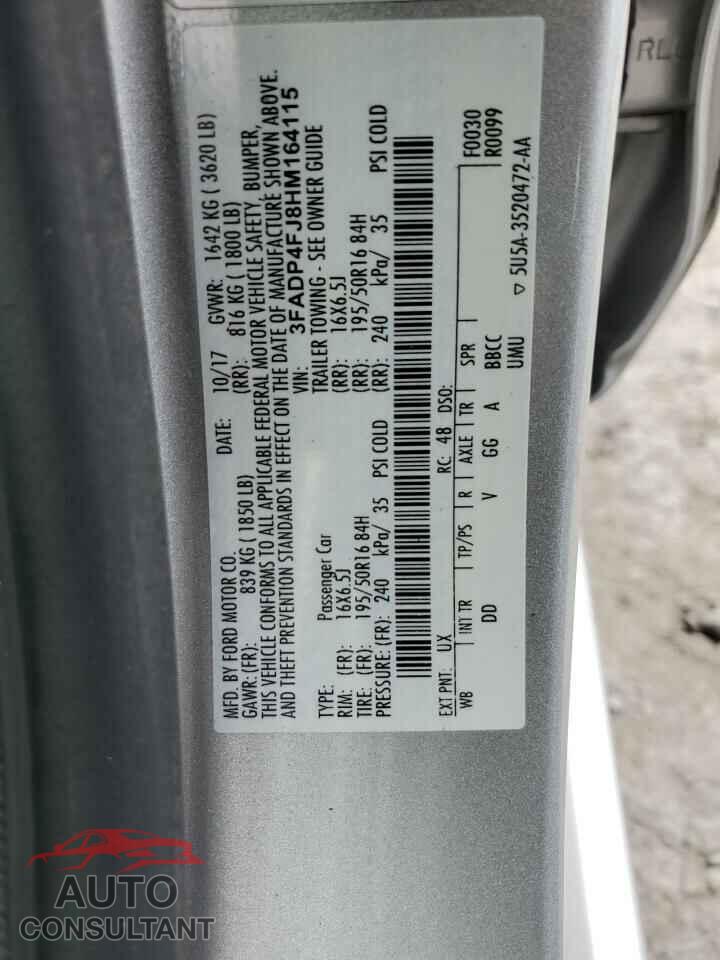 FORD FIESTA 2017 - 3FADP4FJ8HM164115