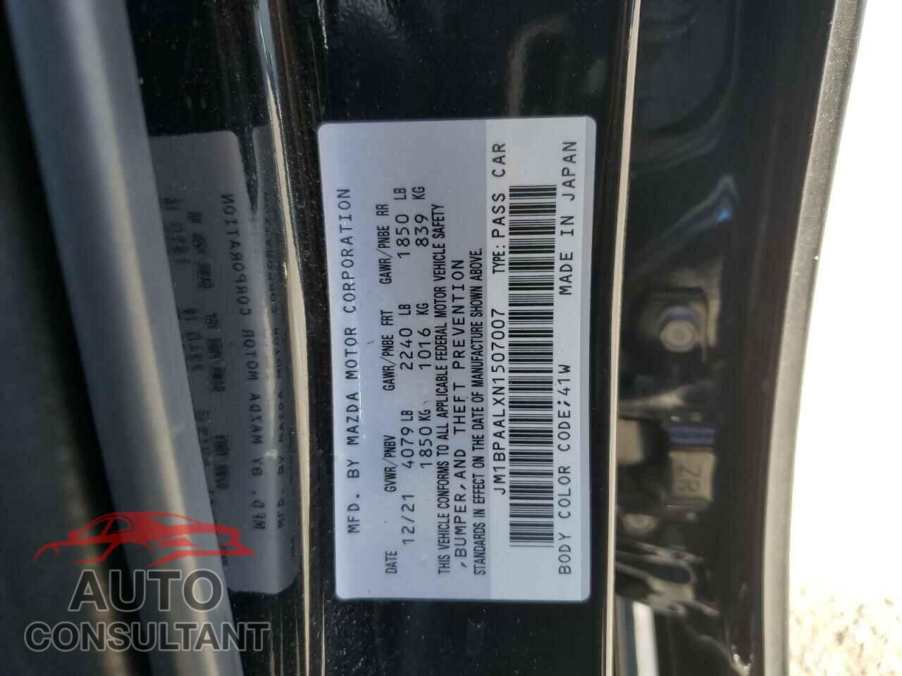 MAZDA 3 2022 - JM1BPAALXN1507007